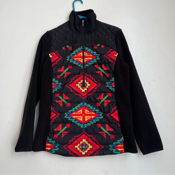 Lauren Ralph Lauren quarter zip quilted western tribal print fleece size Medium - Picture 6 of 9
